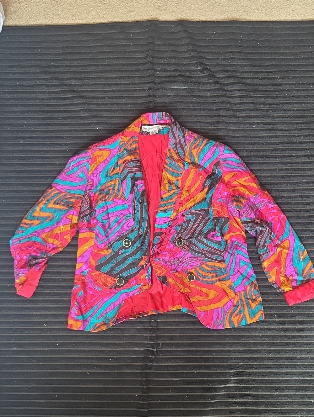 VINTAGE Bold Multicolor Women’s Blazer Jacket - Abstract Swirl Print